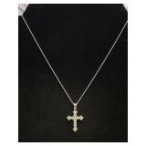 925 Italy Necklace Chain & Clear Gemstone Cross