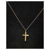 14K Gold Cross Pendant & Necklace Chain