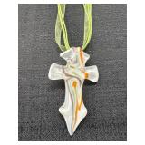 Hand Blown Glass Cross Pendant