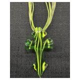 Hand Blown Green Glass Cross Pendant