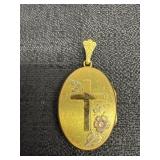 Religious Cross & Flower Locket Pendant