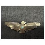 Navajo Bird Brooch Pin w/ Possibly Turquoise Stone