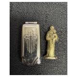 Vtg. Saint Anthony & Jesus Mini Pocket Shrine