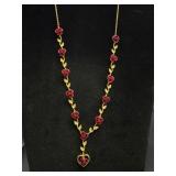Dozen Roses Drop Heart Necklace