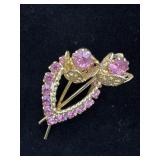 Pink Rhinestone Bouquet Brooch