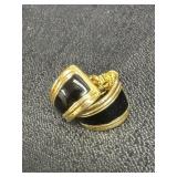 Black & Gold Tone Napier Screw Back Earrings