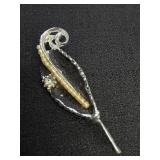 Leaf Faux Pearl Brooch Pin