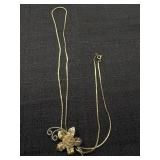 Gold Tone Rose Lariat Slide Necklace