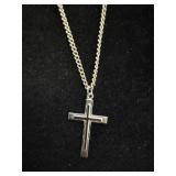 Sterling Cross Pendant & unmarked Chain
