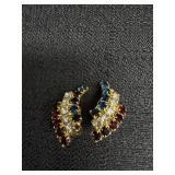 Red, White & Blue Rhinestone Clip on Earrings