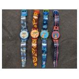(4) Disney Character Watches w/ plastic bands