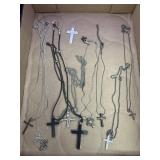 Variety of Silver Tone Cross Necklaces