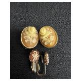 Rose Cameo & Candy Cane Bells Cameo Earrings