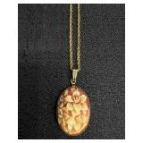 Vtg. Floral Cameo Pendant
