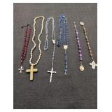 Rosaries, Beaded Necklaces w/ Crosses, Beaded