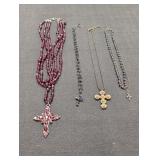 Beaded & Chain Necklaces w/ Crosses