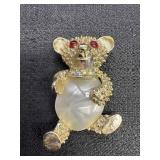 Teddy Bear with Shell Like Belly Brooch Pin