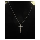 14K White Gold Necklace Chain & Diamond Cross