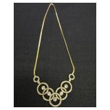 Gold Tone Clear Crystal Rhinestone Necklace