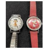 (2) Character Watches, Lucy & Snoopy