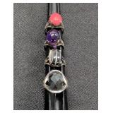 (4) Silver-Tone Stone Rings 1 marked Sophia