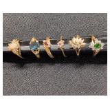 Gold-Tone Rings w/ variety of colored stones