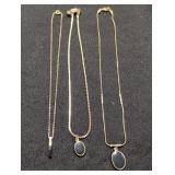 (3) Gold-Tone Chain Necklaces w/ Pendants