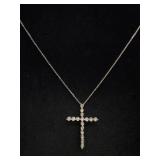 925 Italy Necklace Chain & Diamond Cross Pendant