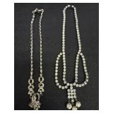 (2) vtg. clear crystal rhinestone Necklaces