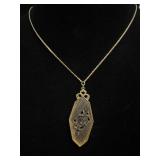 1928 Rose Etched Pendant Necklace