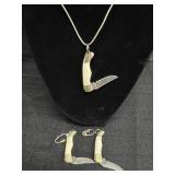 Miniature Knives Necklace & Earrings Set
