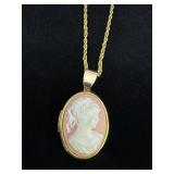 Pink & Gold Tone Cameo Locket