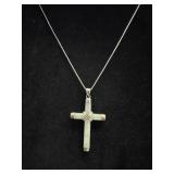 Marked 925 Sterling Chain & Jade Sterling Cross