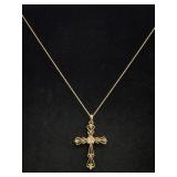 14K Necklace Chain & Cross Diamond Pendant