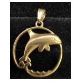 14K Gold Dolphin Pendant