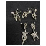 Vtg. Clear Crystal Rhinestone Screw Back Earrings