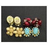(4) Pairs of West Germany Clip On Earrings