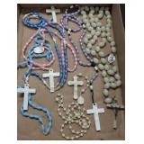 Plastic beaded Necklaces w/ plastic crosses