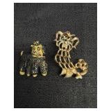 Avon Dog Brooch Pin & Gold Tone Dog Brooch Pin