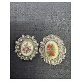 Vtg. Needle Point Brooch Pins
