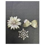 Flower, Snowflake & Bow Brooch Pins