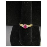 Magic Glo 14K Ruby & Diamond Chips Ring