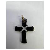 14K Onyx & Diamond Cross Pendant