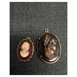 (2) Vtg. Cameo Pendants