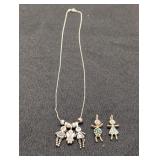 925 Sterling silver chain w/ Charms 2 Girls and