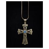 14KGD Cross Pendant w/ Colorful Gemstones