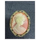 Vtg. Western Germany Cameo Brooch