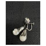 Opalite Sterling Dangle Screw Back Earrings