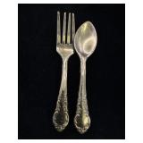 Gold Tone Spoon & Fork Brooch