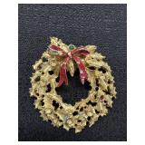 Vtg. Christmas Wreath Brooch